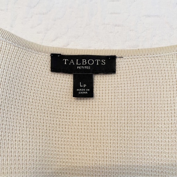 Talbots Stripe V Neck Ivory Pink and Black Jacket Cardigan - Large Petite - Picture 4 of 11